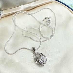 Vintage Silver Snake Pendant Necklace